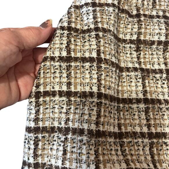 Stylish KORI Plaid Romper Jumper Brown Tan  Size Medium | Trendy Preppy 60's - Picture 6 of 9